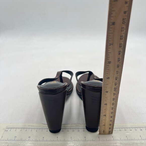 Milooey shoes Brown Round Toe Flip Flops Sandals Wedge High Heels Slip On Shoes - Picture 5 of 8